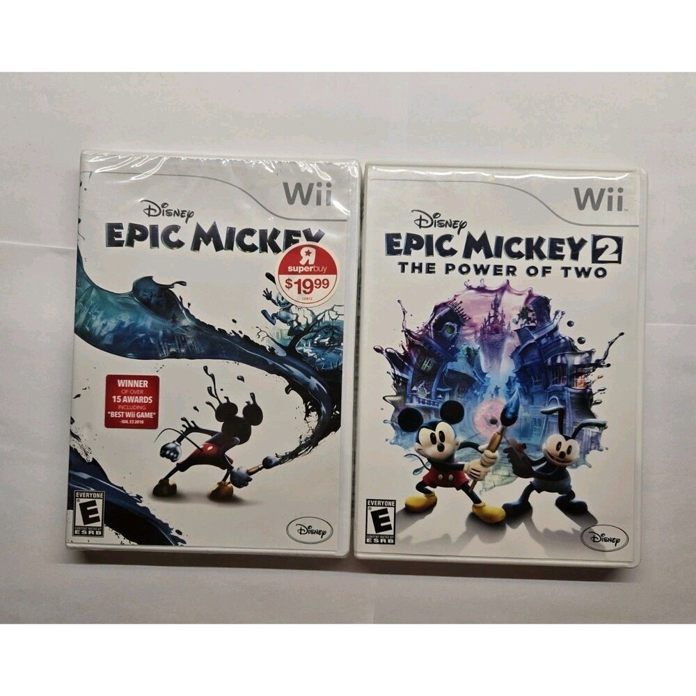 Disney Epic Mickey 1 + 2 Nintendo Wii Lot #1 Sealed With Toys R Us Sticker